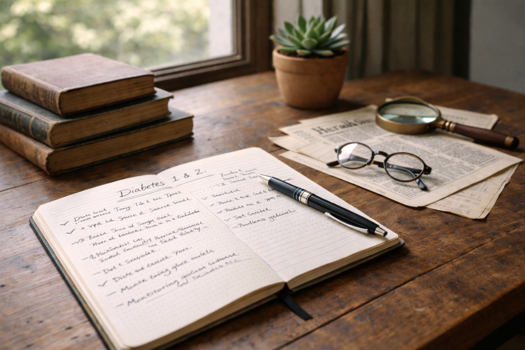 Personal notes in a notebook